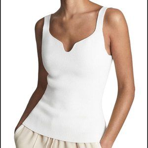 Reiss Daisy Sweetheart Neck Top, size M, White